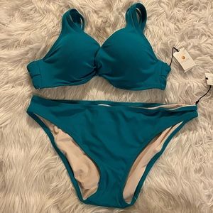 Shade & Shore ribbed teal bikini